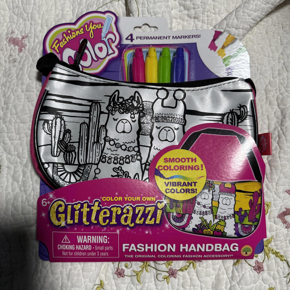 Mine to Color Glitterazzi Fashion Handbag Llamas New Color Your Own M64